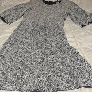 H&M Gray A-Line Dress with Bell Sleeves